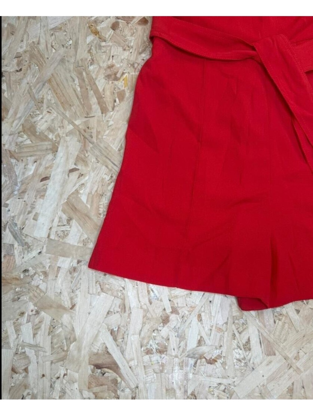 Mango MNG Basics Red Sleeveless Romper Jumpsuit Womens Size S Belted Crew Neck - Picture 2 of 16